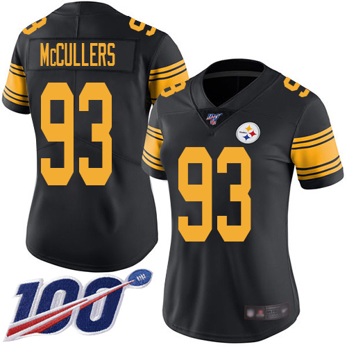 Women Pittsburgh Steelers Football #93 Limited Black Dan McCullers 100th Season Rush Vapor Untouchable Nike NFL Jersey